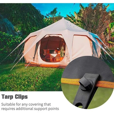 Zeltclips Verschlussclips Wiederverwendbarer Zeltclip Verstellbarer Planenclip Planen-Kunststoffclips Zubehör Camping Garten Bootsabdeckungen 10 Zeltclips Und 10 Befestigte Seile Triomphe 20 Stk – Bild 3