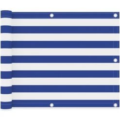 TRIOMPHE Balkon-Sichtschutz Weiß Und Blau 75x400 Cm Oxford-Gewebe