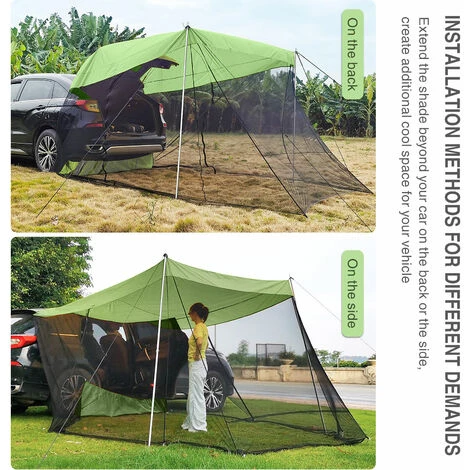 ASUPERMALL Auto Heckverlängerung Sonnenschutz Zelt Fahrzeugkoffer Side Markise Auto Shelter Baldachin Strand Sonnenunterkunft Für Camping Im Freien Wanderfischen – Bild 3