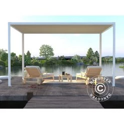 DANCOVER Pergola Pavillon San Fernando, 4x3m, Weiß/Beige