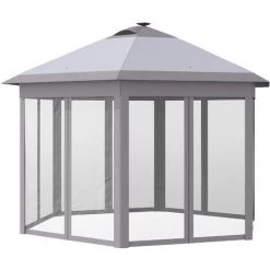 Outsunny Pavillonmit Solar LED 4,5 X 3,4 M Grau