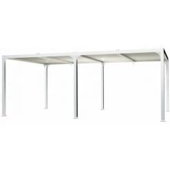 Paragon Outdoor Aluminium Pavillon Pergola Novara 12x20 Inkl. Lamellendach Weiß 365x605x236 Cm