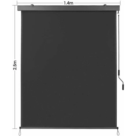 Homfa Senkrechtmarkise Balkonmarkise Sonnenschutz Mit Handkurbel Und Markisenkassette, UV-beständige Vertikalmarkise, Windschut Und Sichtschutz, Aus Metall Und Polyester, 1,4 X 2,5 M, Grau – Bild 3