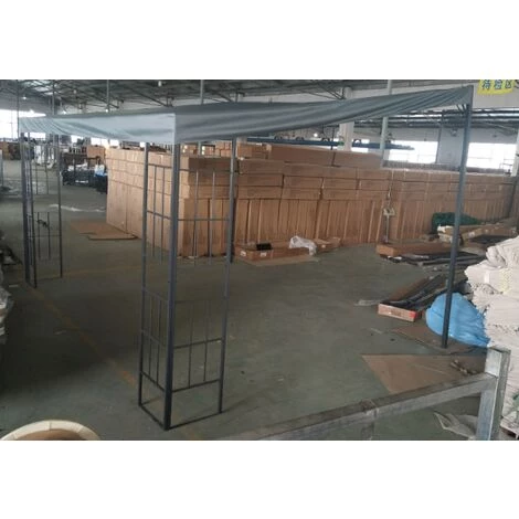 Outsunny Pergola Mit Schrägem Dach, Grau+Schwarz, 4 X 3 X 2,5 M