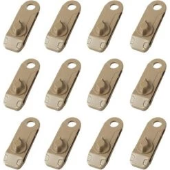LANGRAY 12 Clips Camping Zelt Tarp Clips Leichte Plane Zelt Clips Zelt Kleidung Strand Bergsteigen Khaki