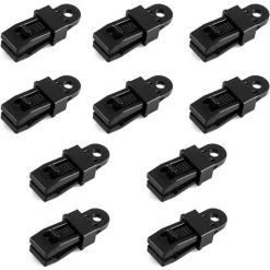 LANGRAY 10 Stück Planenhaken, Zeltplanen-Zurrgurte, Winddichte Kunststoff-Clips Für Zeltplanen, Camping, Bergstrand, Schwarz