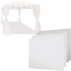 FRANKYSTAR Satz Von 4 PVC-Seitenvorhängen Für Gartenpavillon 3x2 Mt. Satz Mit 4 Seitenvorhängen Für Gartenpavillon In Ecru. 270x200h Cm