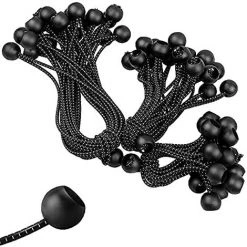 ILOVEMILAN 10 Stück Gummispanner Mit Ball, 3 Stück X 10 Cm + 4 Stück X 15 Cm + 3 Stück X 20 Cm, Planenspanner Für Tarp, Camping, Zelt, Vorhänge, Pavillon (Schwarz Und Weiß)