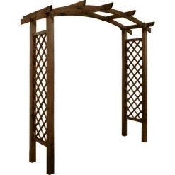 JARDIPOLYS Pergola AKÉBIA - Bogen - Braun Gebeizt - L. 220 X T. 80 X H. 228 Cm