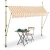 Relaxdays Klemmmarkise, 200 Cm Breit, Höhenverstellbar, Ohne Bohren, UV-beständig, Sonnenschutz Für Balkon, Weiß-orange