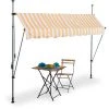 Relaxdays Klemmmarkise, 200 Cm Breit, Höhenverstellbar, Ohne Bohren, UV-beständig, Sonnenschutz Für Balkon, Weiß-orange
