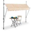 Relaxdays Klemmmarkise, 250 Cm Breit, Höhenverstellbar, Ohne Bohren, UV-beständig, Sonnenschutz Für Balkon, Weiß-orange
