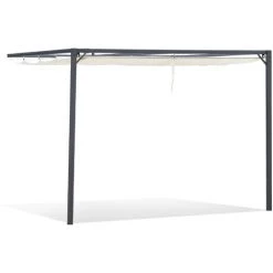 Outsunny Terrassenpavillon Mit Einziehbarem Dachverdeck, Cremeweiß, 3 X 3 X 2,3 M