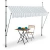 Relaxdays Klemmmarkise, 250 Cm Breit, Höhenverstellbar, Ohne Bohren, UV-beständig, Sonnenschutz Balkon, Weiß-grau