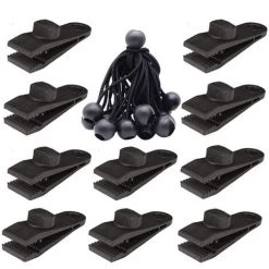 WERKZEUGE 10 Sets Tarp Clip Zeltklemme Plane Markisen Clip Markisen Klemmspanner Elastisches Bungee-Seil Tarp Ball Bungee-Seil Für Zelte, Abdeckungen, Markisen, Banner, Bootfahren