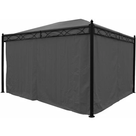 HHG 4er-Set Seitenwand Für Pergola Calpe, Ersatzseitenwand Pavillon 4x3m, Polyester ~ Grau – Bild 4