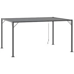 Outsunny Gartenpavillon Mit Lamellendach, Grau, 4 X 3 X 2 M