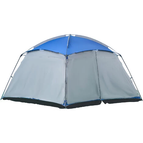 Outsunny Campingzelt Für 8 Pers., Mit Tragetasche, Blau, 3,6 X 3,6 X 2 M