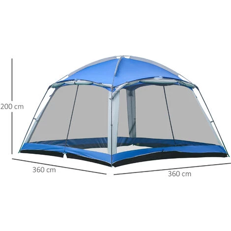 Outsunny Campingzelt Für 8 Pers., Mit Tragetasche, Blau, 3,6 X 3,6 X 2 M – Bild 3