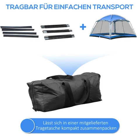 Outsunny Campingzelt Für 8 Pers., Mit Tragetasche, Blau, 3,6 X 3,6 X 2 M – Bild 4