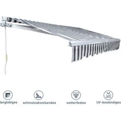 SWANEW Markise Sonnenmarkise Gelenkarmmarkise Balkonmarkise Sonnenschutz Klemmmarkise UV-beständig Fenster Balkone Garten Wasserdicht UV-Schutz Weiß 300x250cm