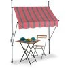 Relaxdays Klemmmarkise, 150 Cm Breit, Höhenverstellbar, Ohne Bohren, UV-beständig, Sonnenschutz Für Den Balkon, Grau-rot
