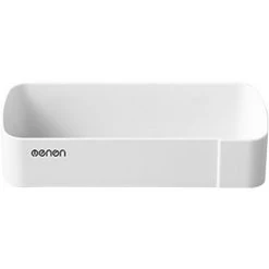 LIFCAUSAL Wandmontiertes Badezimmerregal, Duschkorb, Regal, Behälter, Organizer, Kein Bohren, Duschkorb, Küchenregal, Regal Für Shampoo, Kosmetik, Gesichtsreiniger, Seife, Weiß, Rechteckig