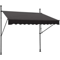 UISEBRT Klemmmarkise Mit Kurbel 150cm Breit - Balkonmarkise Ohne Bohren Verstellbar, UV-Schutz, Sonnenschutz, Wetterfest, Dunkelgrau (1,50 X 1,20 M,Dunkelgrau)