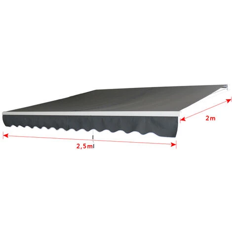 UISEBRT Markise Balkon 250cm Breit - Aluminium Gelenkarmmarkise Balkonmarkise Sonnenschutz Manuelle Klemmarmmarkise Mit Handkurbel Sonnenmarkise Wasserdicht, Dunkelgrau (250x200cm) – Bild 2