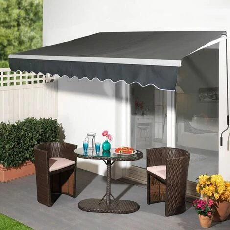 UISEBRT Markise Balkon 250cm Breit - Aluminium Gelenkarmmarkise Balkonmarkise Sonnenschutz Manuelle Klemmarmmarkise Mit Handkurbel Sonnenmarkise Wasserdicht, Dunkelgrau (250x200cm) – Bild 4