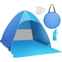 OCXIN Strandmuschel, Tragbar Extra Light Strandzelt, Sun Shelter Für 2-3 Personen, Einschließlich Tragetasche Und Zeltpflöcke, UV-Schutz, Beach Zelt Für Familie, Strand, Garten, Camping