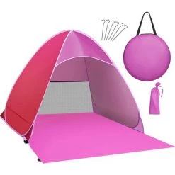 OCXIN Strandmuschel, Tragbar Extra Light Strandzelt, Sun Shelter Für 2-3 Personen, Einschließlich Tragetasche Und Zeltpflöcke, UV-Schutz, Beach Zelt Für Familie, Strand, Garten, Camping
