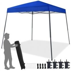 Yaheetech Pavillon Wasserdicht Deckfläche 3x3 M, Pop-Up Faltpavillon Gartenzelt Mit 4 Sandsäcken Und Tragetasche Auf Rädern, Geeignet Für Camping, Hochzeiten Im Freien, Gartenpartys, Blau