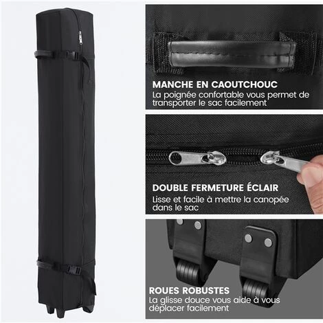 Yaheetech Pavillon Wasserdicht Deckfläche 3x3 M, Pop-Up Faltpavillon Gartenzelt Mit 4 Sandsäcken Und Tragetasche Auf Rädern, Geeignet Für Camping, Hochzeiten Im Freien, Gartenpartys, Blau – Bild 4