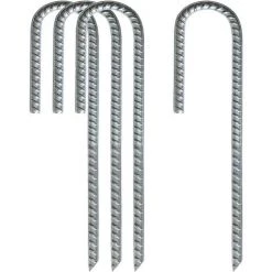 HIASDFLS Erdspieße, 4er-Pack Bodenanker, Stahlbefestigungspfähle, Strapazierfähige Gartenklammern, J-Haken-Zeltpflöcke Für Trampolin, Zelt, Campingzaun Und Garten