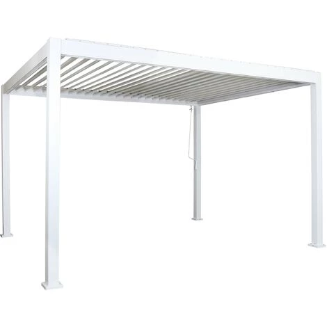 Pergola HHG-936, Garten Lamellen-Pavillon, 11cm-Alu-Gestell 4x3m ~ Weiß