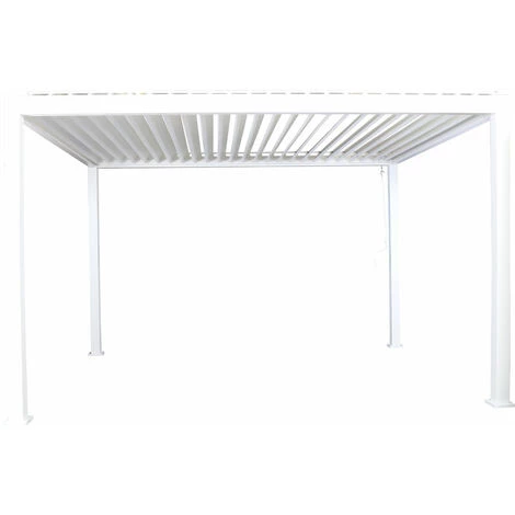 Pergola HHG-936, Garten Lamellen-Pavillon, 11cm-Alu-Gestell 4x3m ~ Weiß – Bild 3