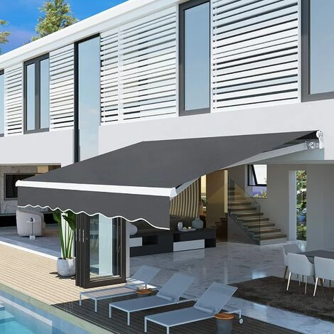 Dripex Markise 200 X 150 Cm Manuelle Gelenkarmmarkise Wasserdicht Und Sonnenschutz, Terrassenmarkise Größen Wählbar – Bild 2