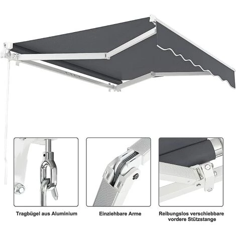 Dripex Markise 200 X 150 Cm Manuelle Gelenkarmmarkise Wasserdicht Und Sonnenschutz, Terrassenmarkise Größen Wählbar – Bild 5