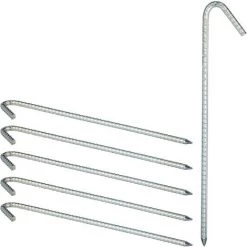 Relaxdays Bodenanker 6er Set, XL Zeltheringe, Extra Lang, Stabile Erdanker Camping, Zeltzubehör, Stahl, 38 Cm, Silber