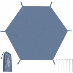 LIFCAUSAL Wasserdichte, Reißfeste Zeltplane, Verdicken Picknickplane, Zeltmatte, Strapazierfähige Strandunterlage Für Wandern, Reisen, Rucksackreisen, Hexagon L (für 1–2 Personen, Mit Nägeln)