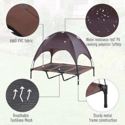 Thsinde Erhöhtes Haustierbett, Hundebett, Tragbar, Outdoor- Und Indoor-Kinderbett, Zelt, Baldachin, Instant-Kaffee