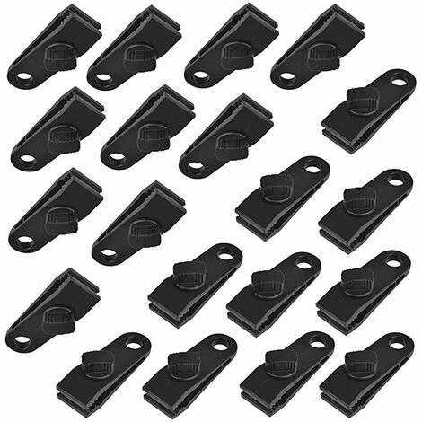 THSINDE Planenklammern, Zeltklammern, Kunststoffklammern, 20 Zeltplanenklammern Aus Kunststoff, Zeltklammern Für Camping-Überdachungsklammern, Schwarze Planenklammern, Outdoor-Sonnenschutz