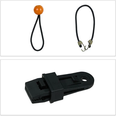 RELAXDAYS 48 Tlg. Planenspanner Set, Expander Kugel & Haken, Zeltklammern, Für Abdeckplanen, Zelt & Markisen, Camping, Schwarz – Bild 2