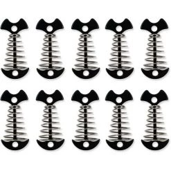 ILOVEMILAN Battqx 10 Stück Ankerpfähle Mit Federschnalle Zeltseilspanner Winddichte Aluminiumpfähle Für Camping Wandern (schwarz) Battqx