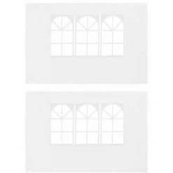 LIFCAUSAL Partyzelt-Seitenwände 2 Stück Mit Fenster PE Weiß