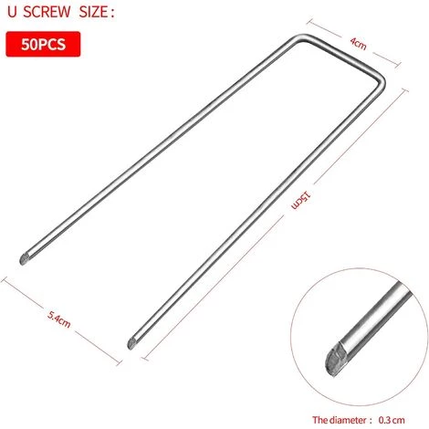 READCLY 50 Stück U-förmige Gartenheringe Aus Verzinktem Stahl, Mehrzweck-Gartenheringe, Befestigungsheringe, Zeltheringe, Camping – 150 Mm Lang, 4 Mm Breit, Ø 3 Mm – Bild 2