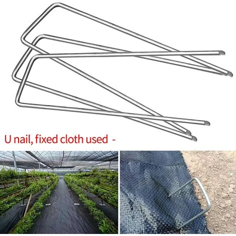 READCLY 50 Stück U-förmige Gartenheringe Aus Verzinktem Stahl, Mehrzweck-Gartenheringe, Befestigungsheringe, Zeltheringe, Camping – 150 Mm Lang, 4 Mm Breit, Ø 3 Mm – Bild 3