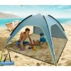 LITZEE Strandmuschel, UV Schutz 50+ Strandzelt Mit Abnehmbarem Boden, 4 Personen XXL Beach Zelt Für Strand, Garten, Camping Und Picknicknd