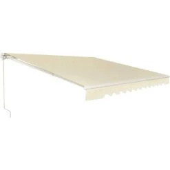 RELAX4LIFE Einziehbare Markise, Gelenkarmmarkise Mit Handkurbel, Sonnenmarkise Winkel Laengeinstellung(5-35°), Markise Mit Wasserdichter Beschichtung, Balkonmarkise Sonnenschutz (2,5 X 2 M, Beige)